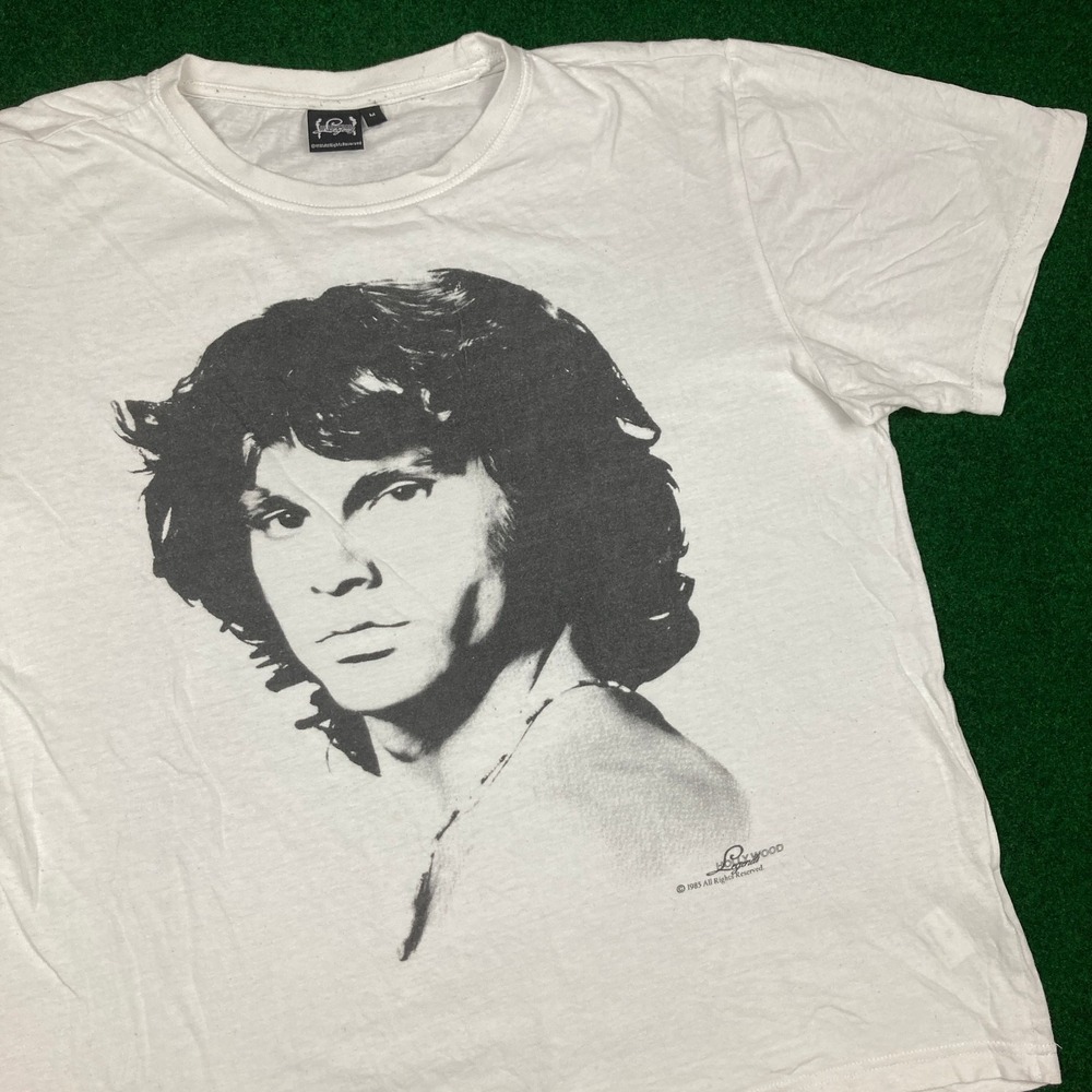 Vintage Jim Morrison Shirt Mens L‎ White 1985 The Doors Portrait Music Promo 80s